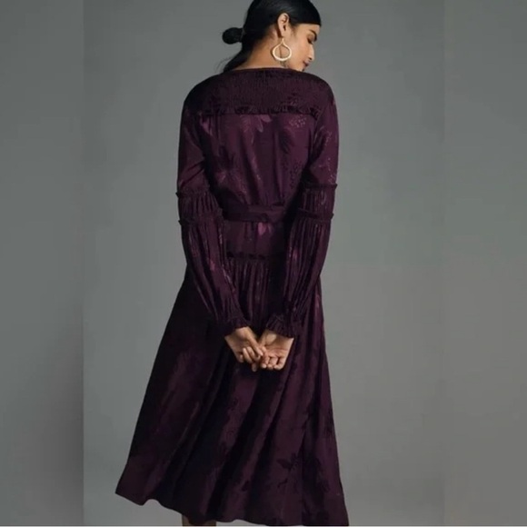 NWT Anthropologie Wrap Dress Eggplant Purple Color Women’s Sizes Med And Small - Picture 9 of 11